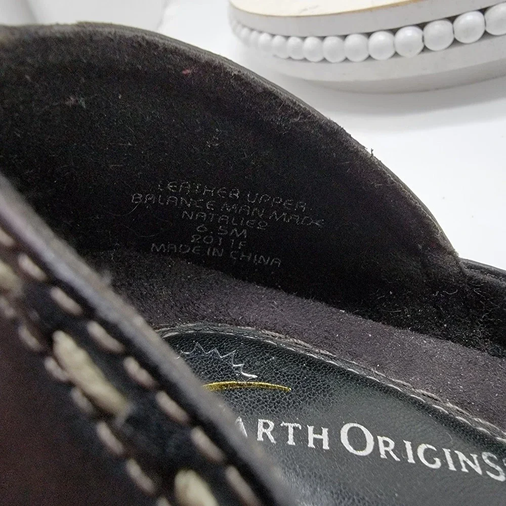 Earth Origins Shoes Womens Sz 6.5 Black Natalie2 Leather Slip-On Ballet Flats
